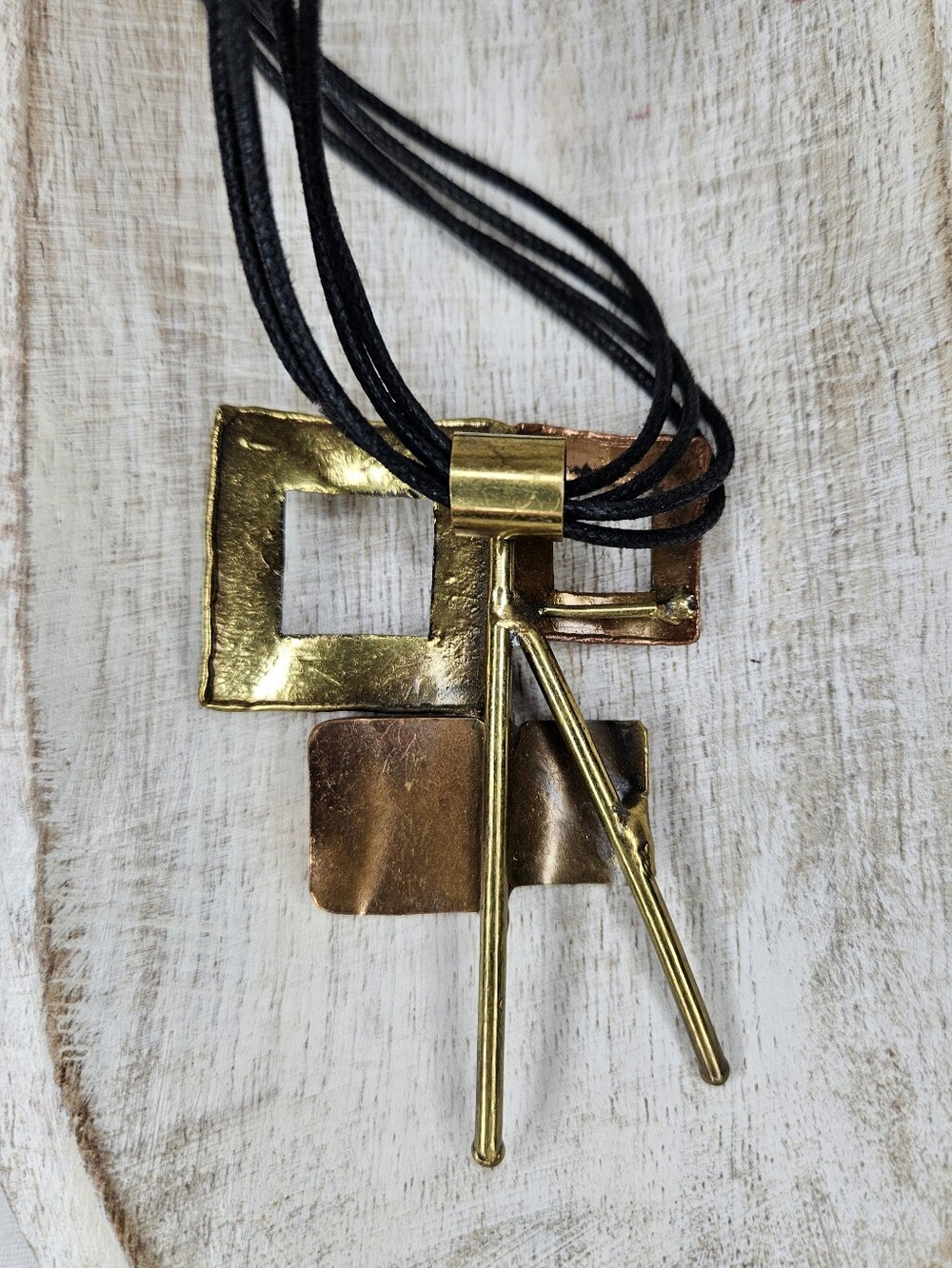 Trisha Waldron NWT Mixed Metal Geometric Pendant Necklace Earring Set 16-19" - Picture 6 of 10